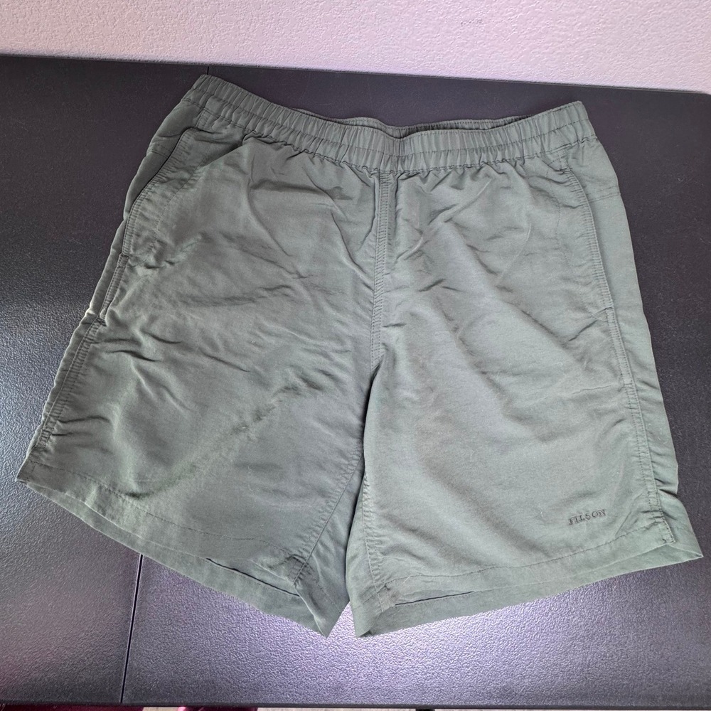 Filson Mens Swiftwater Shorts Dark Spruce Green Nylon Quick Dry FCOP020339 L